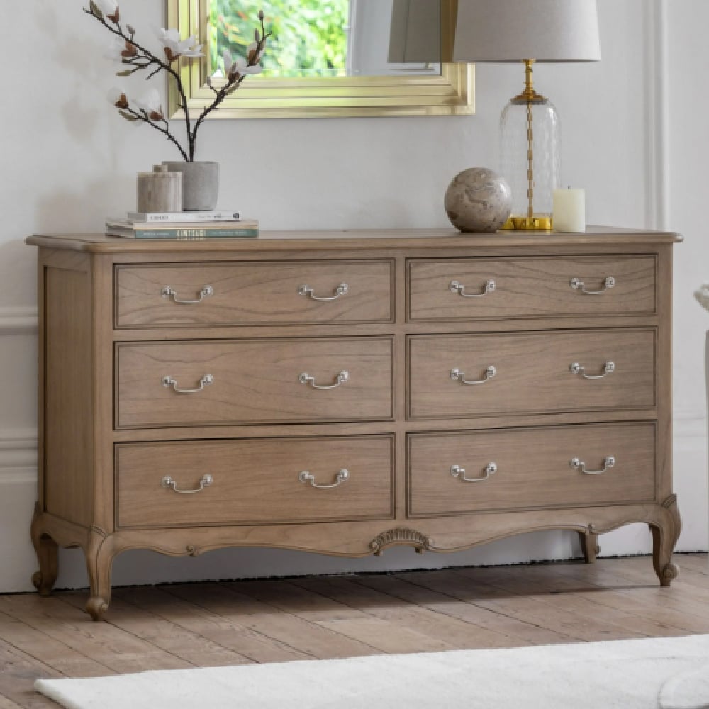 Chia Wooden Chest Of 6 Drawers In Weathered