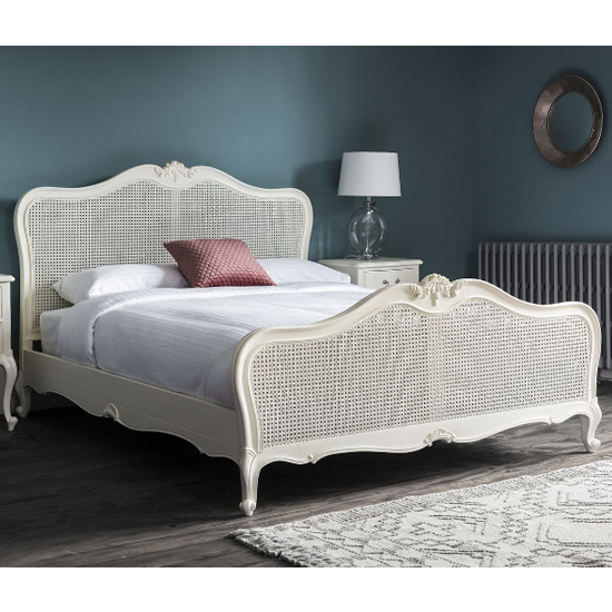 Read more about Chia wooden king size bed in vanilla white