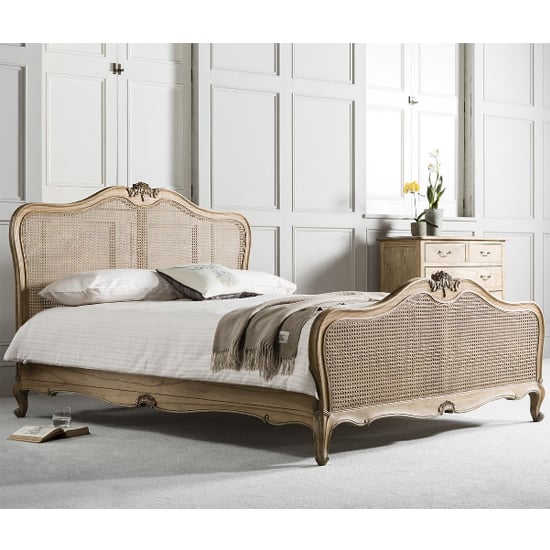 Product photograph of Chia Wooden King Size Bed In Weathered from Furniture in Fashion