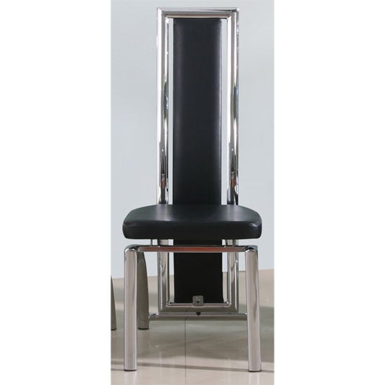 Read more about Chicago faux leather dining chair in black with chrome legs