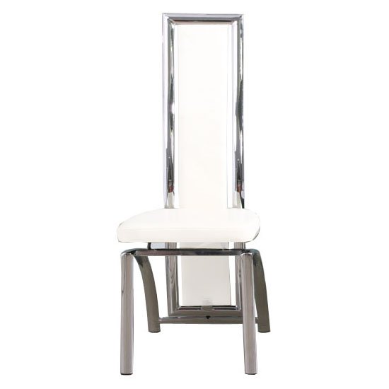 Chicago Faux Leather Dining Chair In White With Chrome Legs
