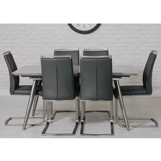 Chicago Marble Effect Dining Set With 6 Grey Franklin Chairs