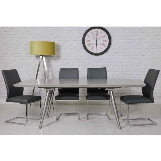 Chicago Extending Dining Set With 4 Grey Franklin Chairs Furniture in Fashion