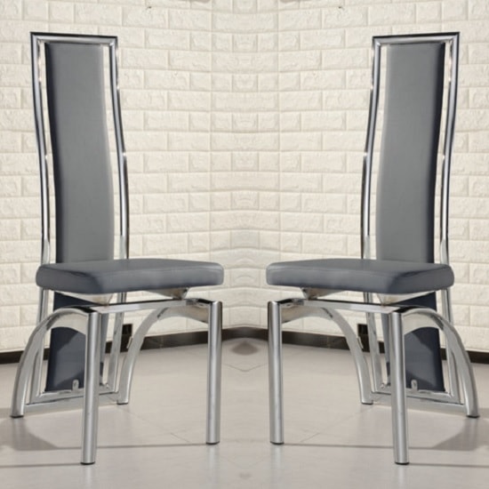 Photo of Chicago grey faux leather dining chairs in pair