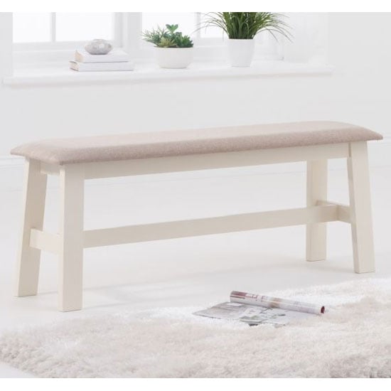Ankila 120cm Cream Fabric Dining Bench With Cream Wooden Frame