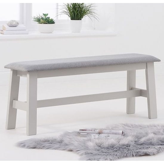 Ankila 120cm Grey Fabric Dining Bench With Grey Wooden Frame