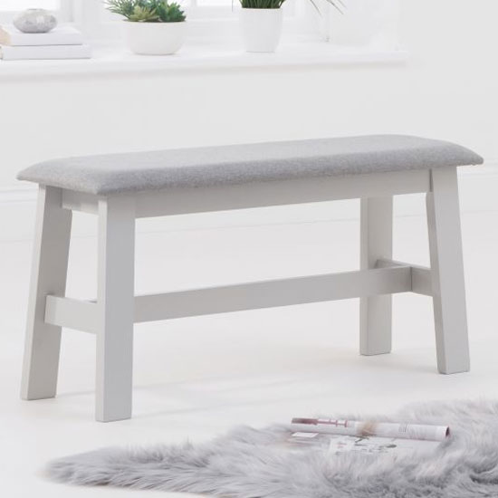 Ankila 95cm Grey Fabric Dining Bench With Grey Wooden Frame