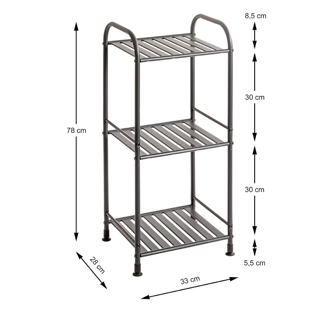 Chickasaw Metal Side Table With 3 Shelves In Anthracite