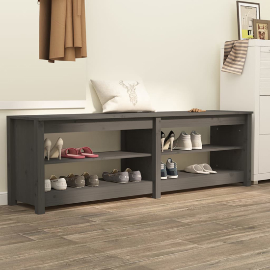 Read more about Chickasaw pinewood shoe storage bench in grey