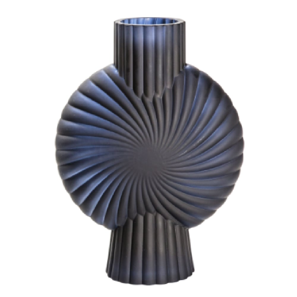 Chickasha Small Frosted Glass Vase In Matt Black
