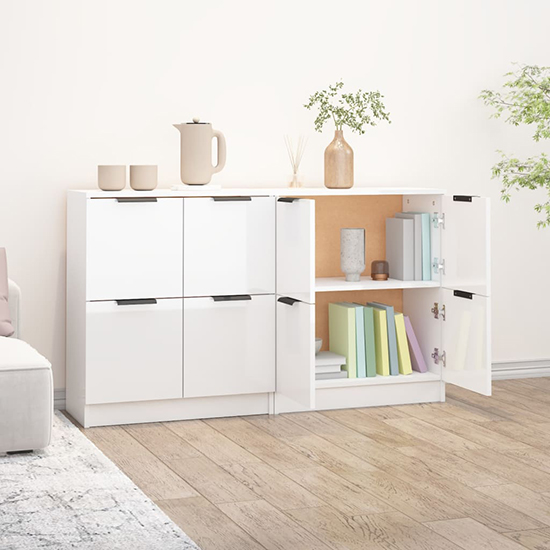 Chicory High Gloss Sideboard With 4 Doors In White_2