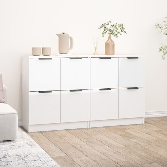 Chicory High Gloss Sideboard With 4 Doors In White_1