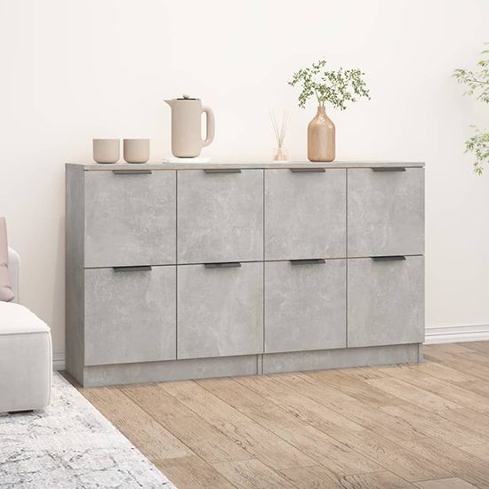 Chicory Wooden Sideboard With 4 Doors In Concrete Effect_1