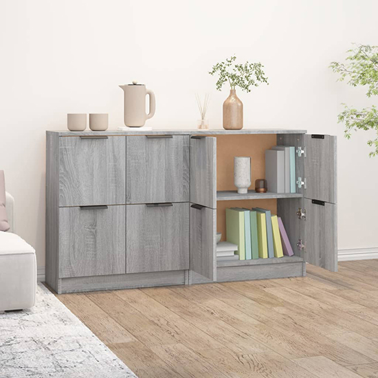 Chicory Wooden Sideboard With 4 Doors In Grey Sonoma Oak_2