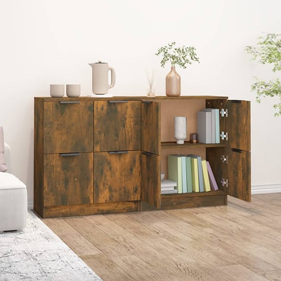 Chicory Wooden Sideboard With 4 Doors In Smoked Oak_2