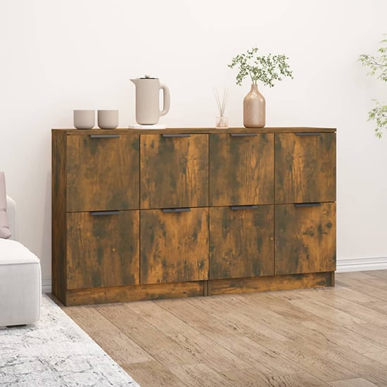 Chicory Wooden Sideboard With 4 Doors In Smoked Oak_1