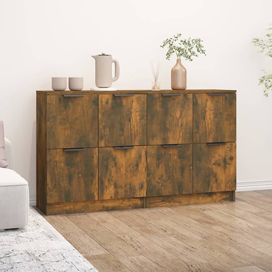 Product photograph of Chicory Wooden Sideboard With 4 Doors In Smoked Oak from Furniture in Fashion