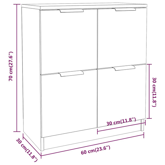 Chicory Wooden Sideboard With 4 Doors In Sonoma Oak