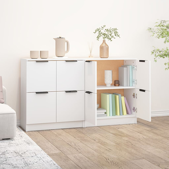 Chicory Wooden Sideboard With 4 Doors In White_2
