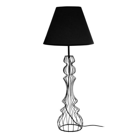 Product photograph of Chicoya Black Fabric Shade Table Lamp With Metal Wire Base from Furniture in Fashion
