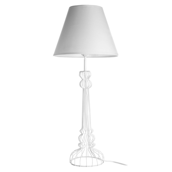 Photo of Chicoya white fabric shade table lamp with metal wire base