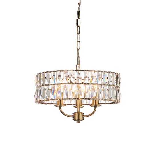 Chieti 3 Lights Ceiling Pendant Light In Antique Brass