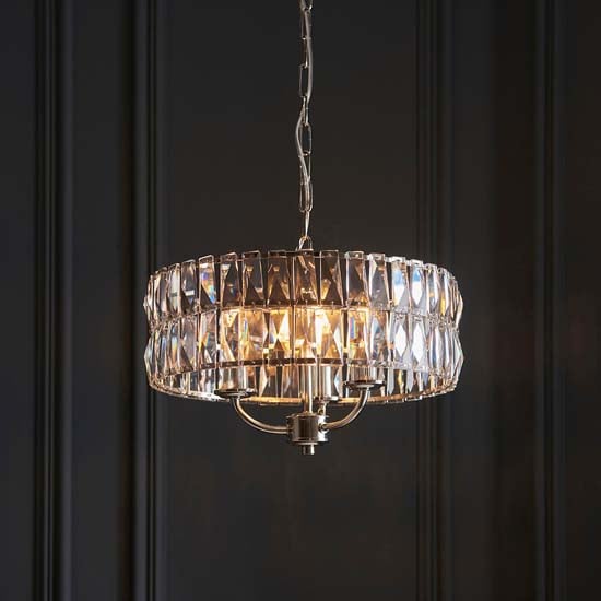 Chieti 3 Lights Ceiling Pendant Light In Bright Nickel