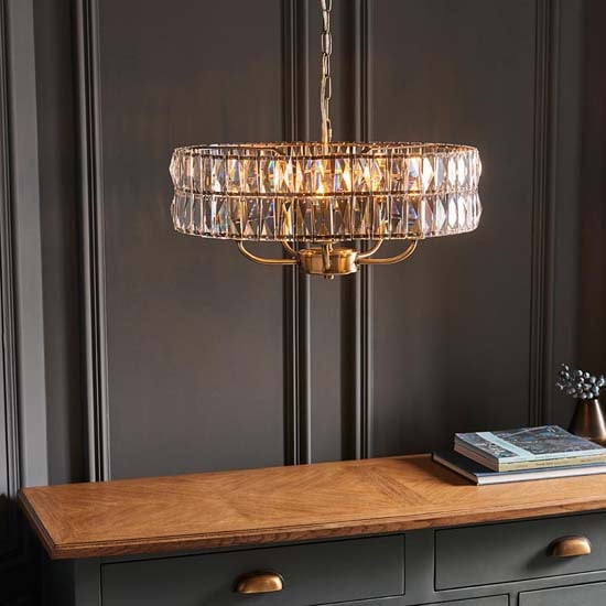 Chieti 5 Lights Ceiling Pendant Light In Antique Brass