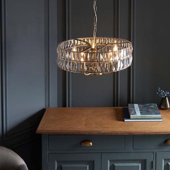 Chieti 5 Lights Ceiling Pendant Light In Antique Brass