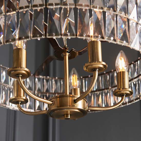 Chieti 5 Lights Ceiling Pendant Light In Antique Brass