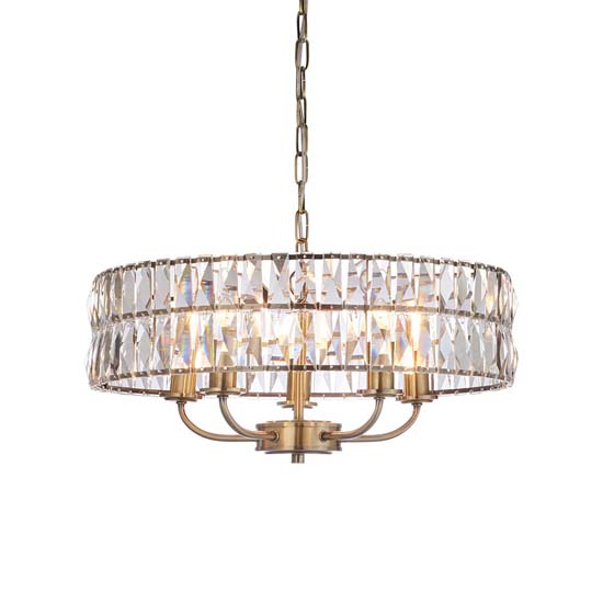 Chieti 5 Lights Ceiling Pendant Light In Antique Brass