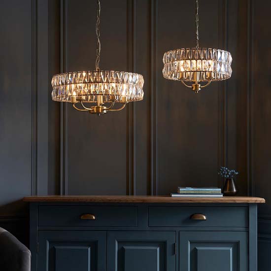 Chieti 5 Lights Ceiling Pendant Light In Antique Brass