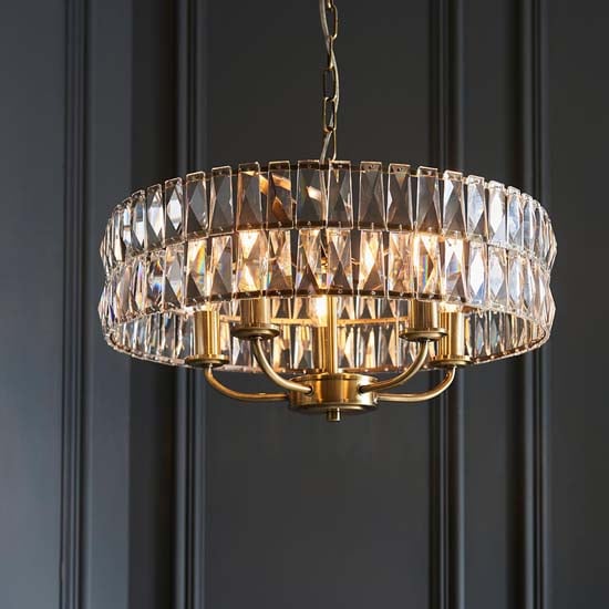 Product photograph of Chieti 5 Lights Ceiling Pendant Light In Antique Brass from Furniture in Fashion