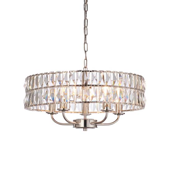 Chieti 5 Lights Ceiling Pendant Light In Bright Nickel