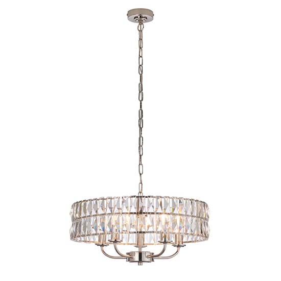 Chieti 5 Lights Ceiling Pendant Light In Bright Nickel