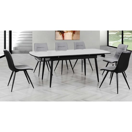 Chieti Extending Sintered Stone Dining Table With 6 Grey Chairs