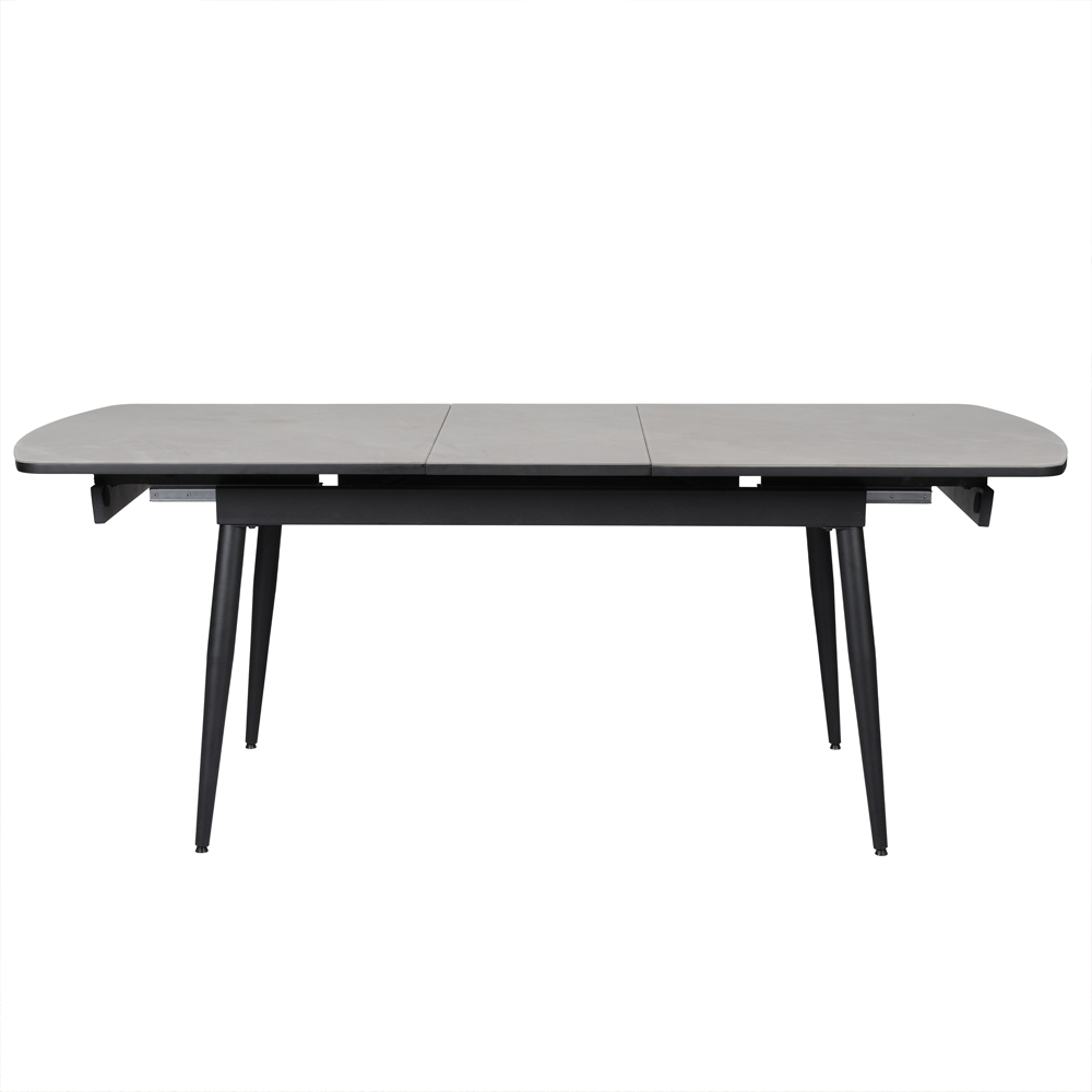 Chieti Grey Ceramic Top Extending Dining Table With Black Legs