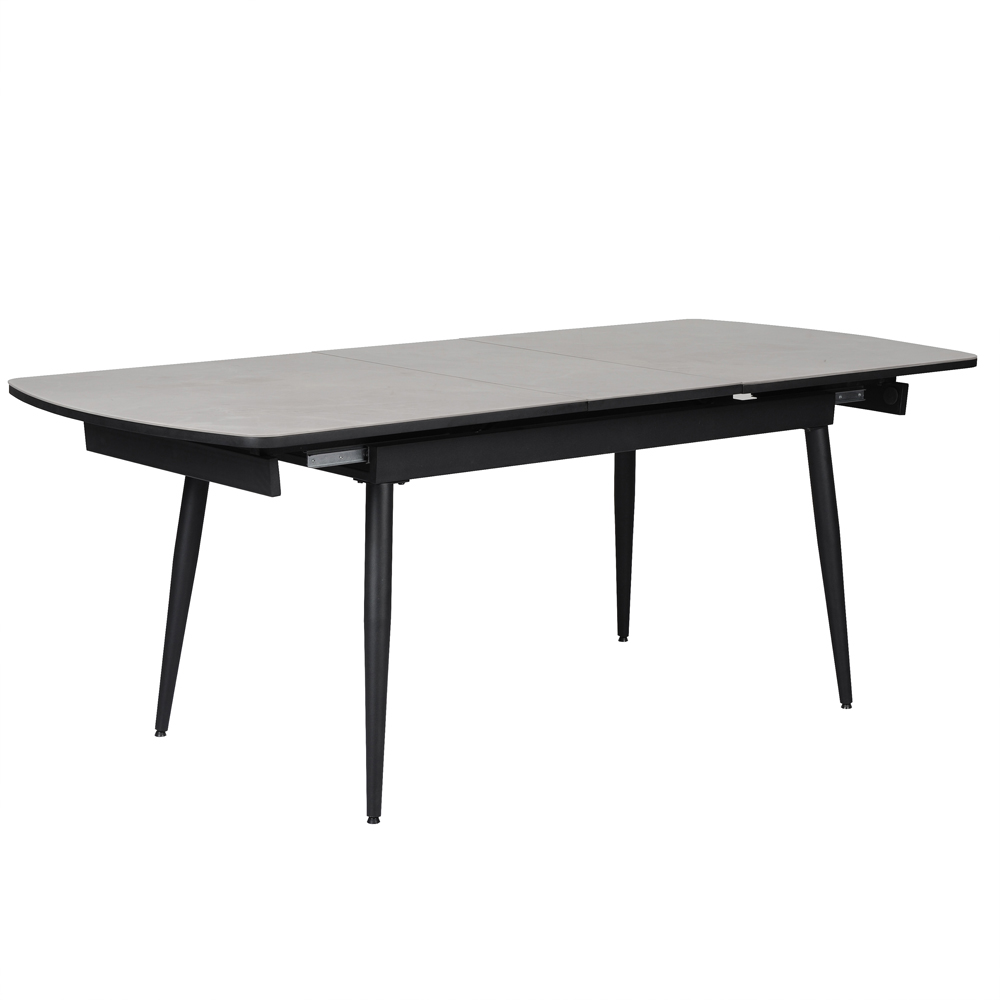 Chieti Grey Ceramic Top Extending Dining Table With Black Legs