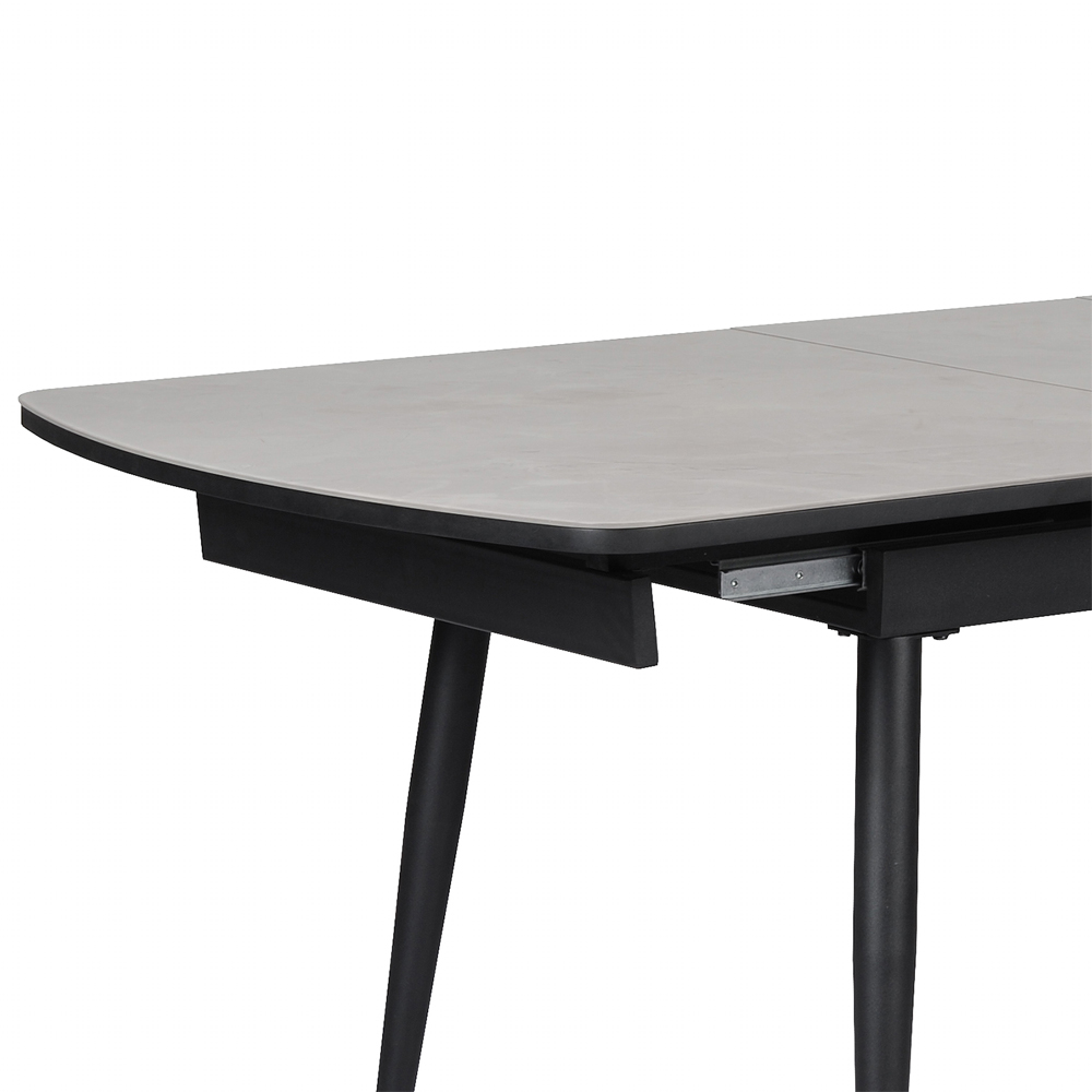Chieti Grey Ceramic Top Extending Dining Table With Black Legs