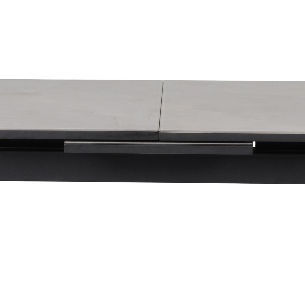 Chieti Grey Ceramic Top Extending Dining Table With Black Legs