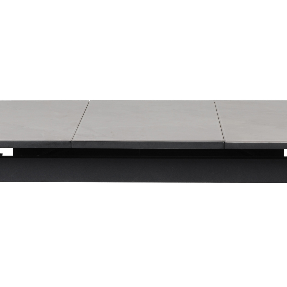 Chieti Grey Ceramic Top Extending Dining Table With Black Legs