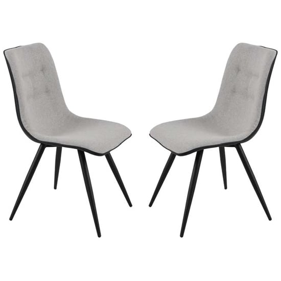 Chieti Grey Fabric Dining Chairs With Grey Legs In Pair