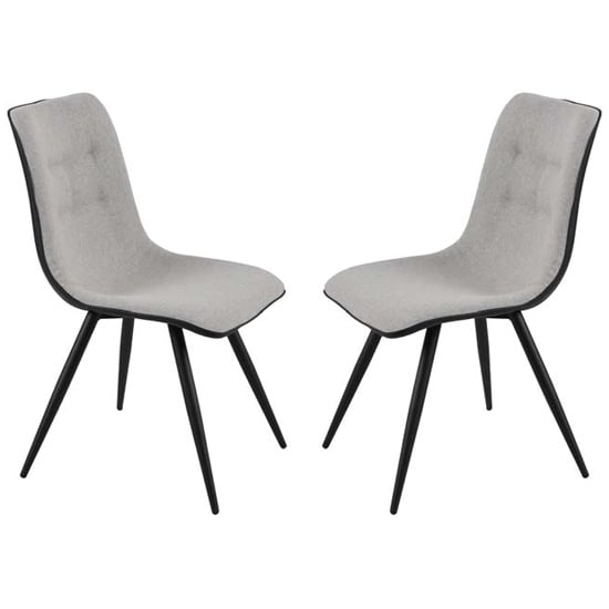 Read more about Chieti grey fabric dining chairs with grey legs in pair