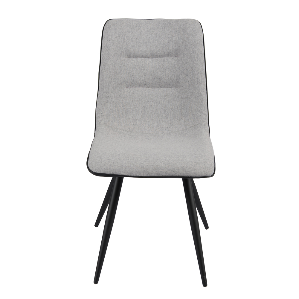 Chieti Grey Fabric Dining Chairs With Black Legs In Pair