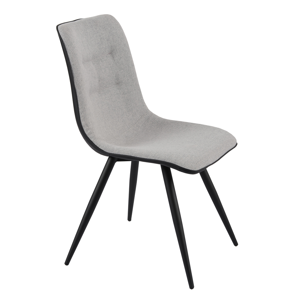 Chieti Grey Fabric Dining Chairs With Black Legs In Pair