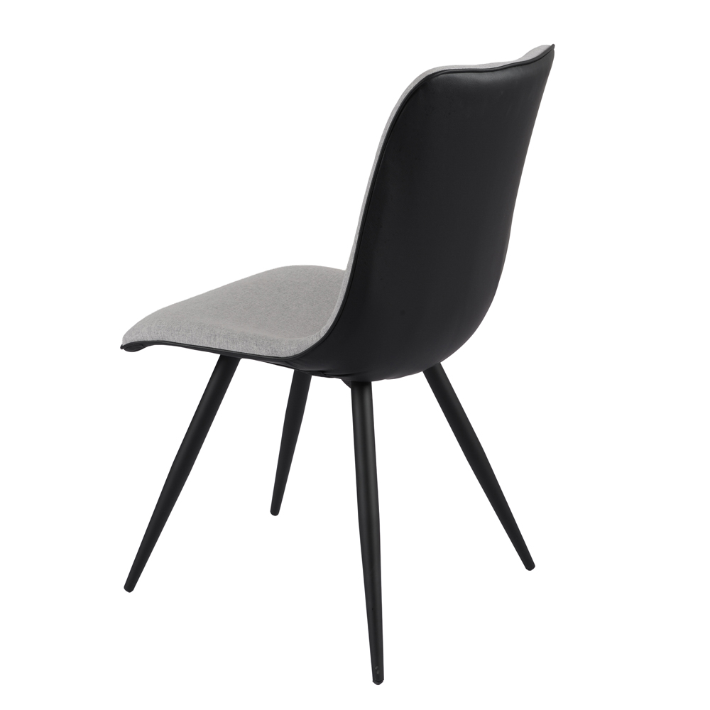 Chieti Grey Fabric Dining Chairs With Black Legs In Pair
