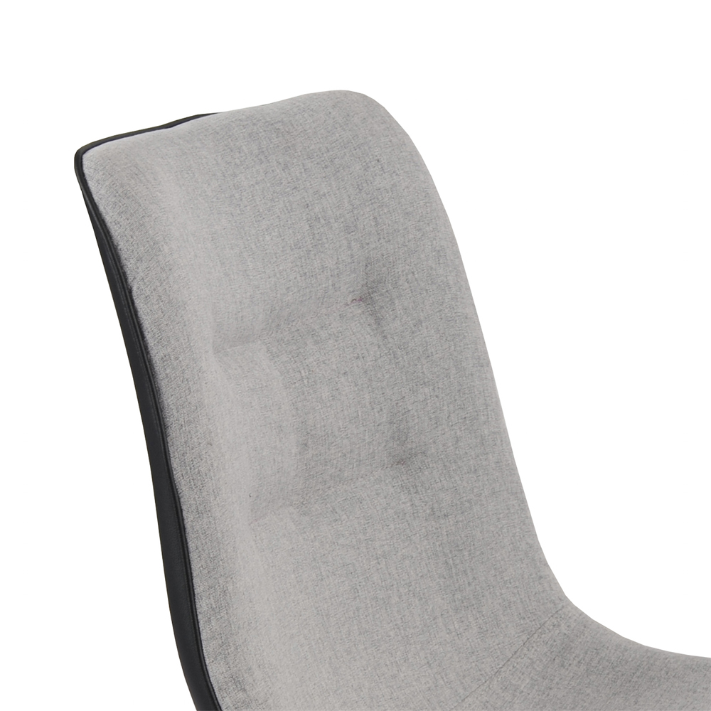 Chieti Grey Fabric Dining Chairs With Black Legs In Pair