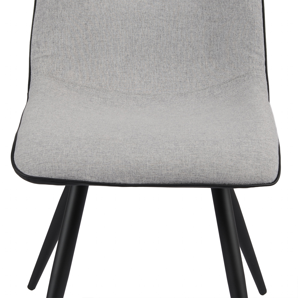 Chieti Grey Fabric Dining Chairs With Black Legs In Pair