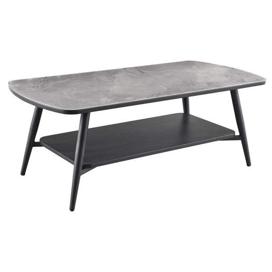 Read more about Chieti grey glass coffee table with black metal legs