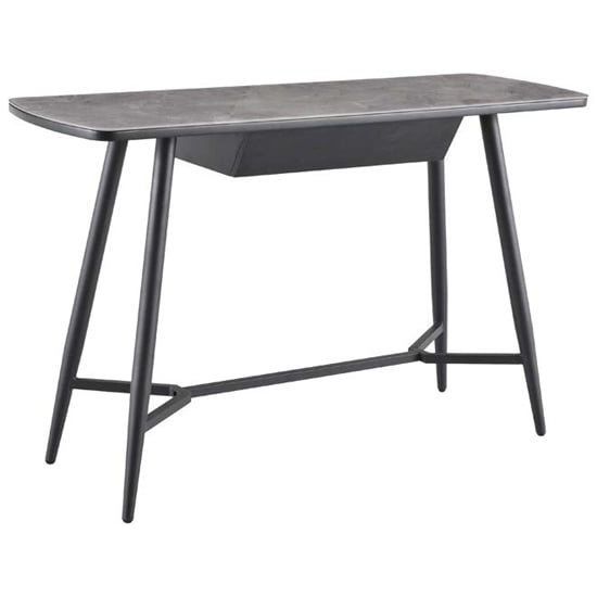 Chieti Grey Glass Console Table With Black Metal Legs